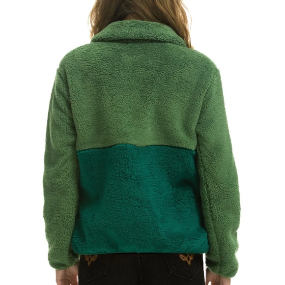 TEDDY APRES HALF ZIP COLOR BLOCK JACKET - GARDEN GREEN - Picture 2 of 15